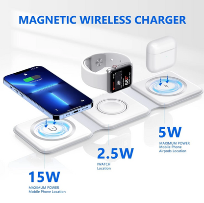 3-in-1 Foldable Magnetic Wireless Charger – The Ultimate Travel Charging Hub