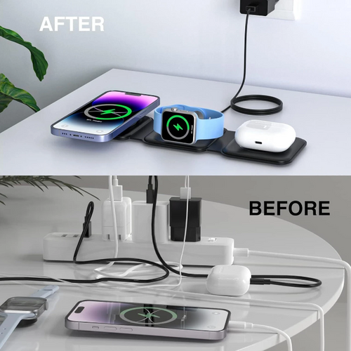 3-in-1 Foldable Magnetic Wireless Charger – The Ultimate Travel Charging Hub